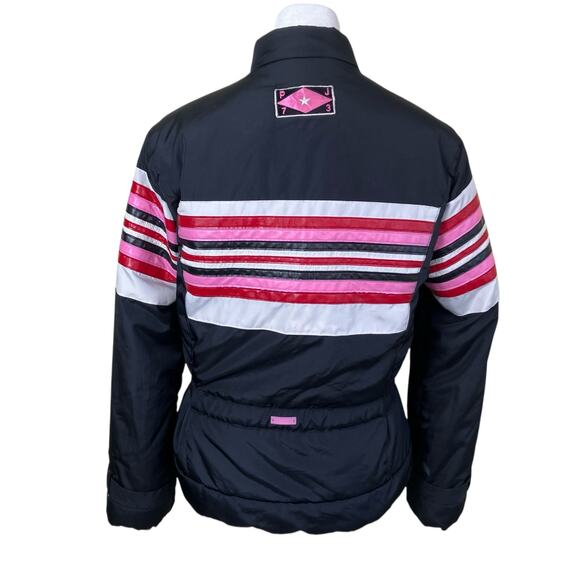 Pepe Jeans London Womens Sz M Vtg Y2K Sporty Moto Jacket Belted Striped Padded - Picture 5 of 16